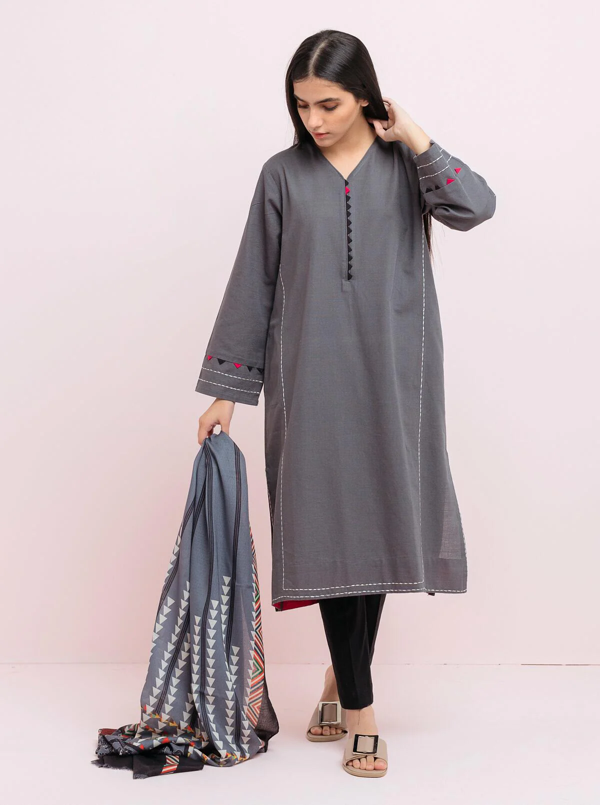 Printed Shirt With Shawl - Image 4