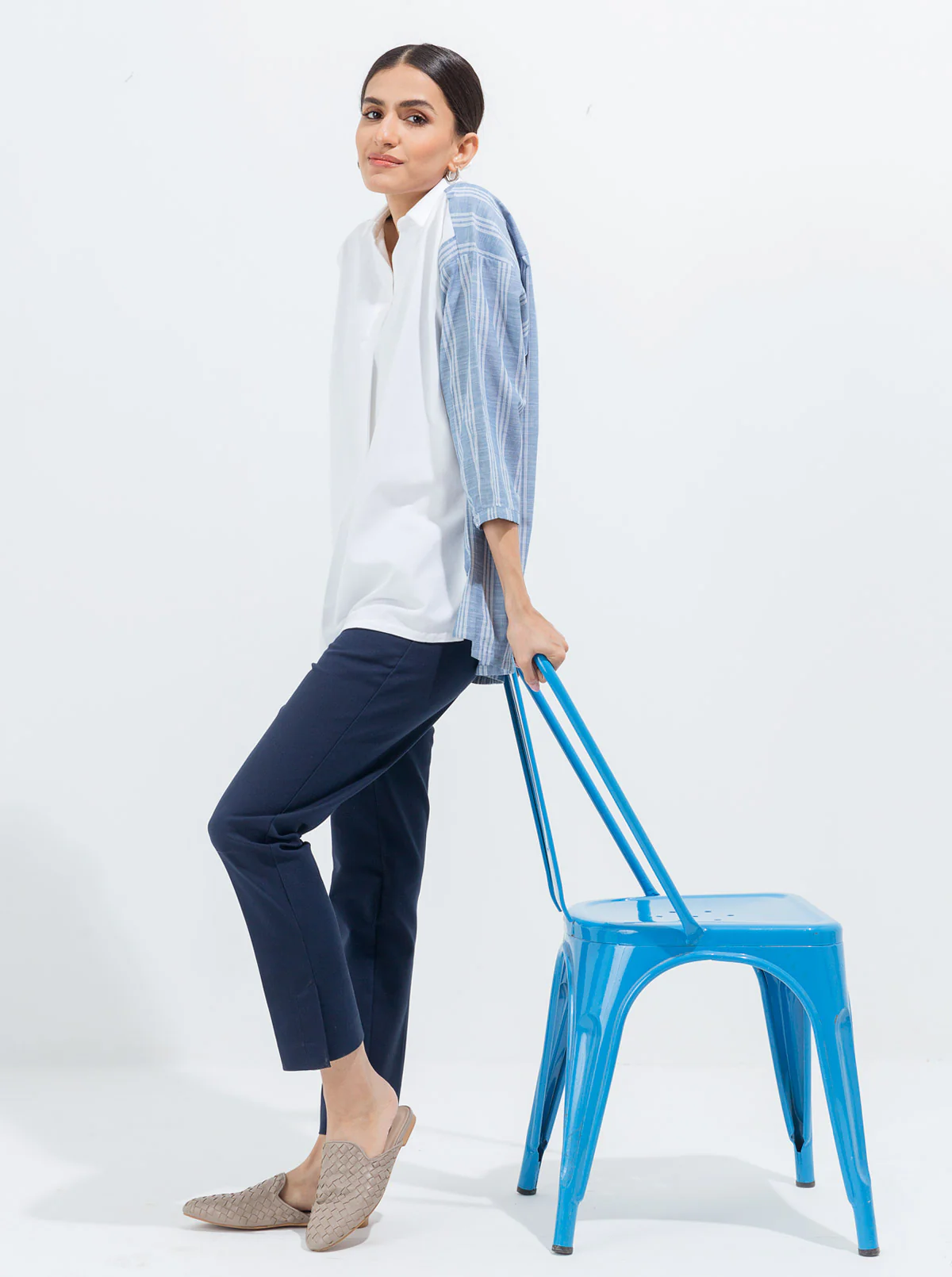 STRIPED PIQUE COLLAR TOP - Image 4