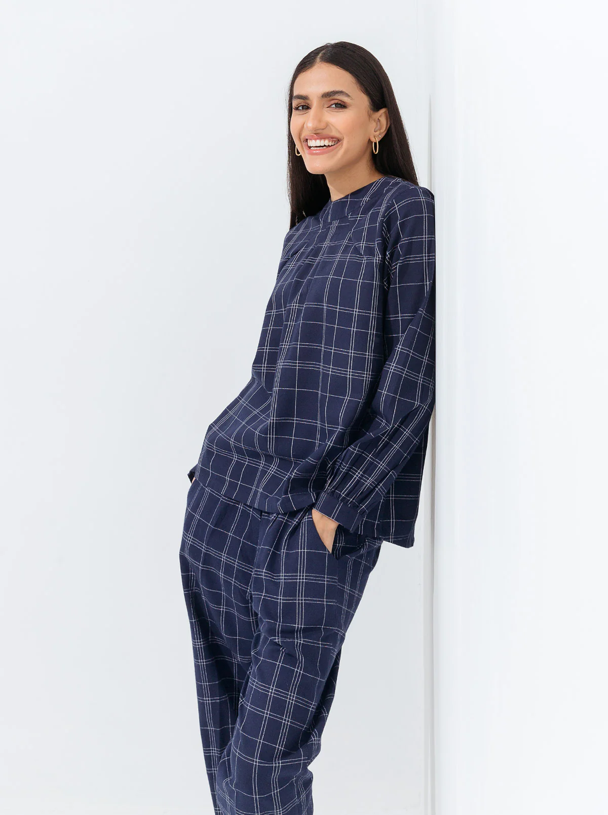 NAVY BLUE CHECK CO-ORD SET - Image 2