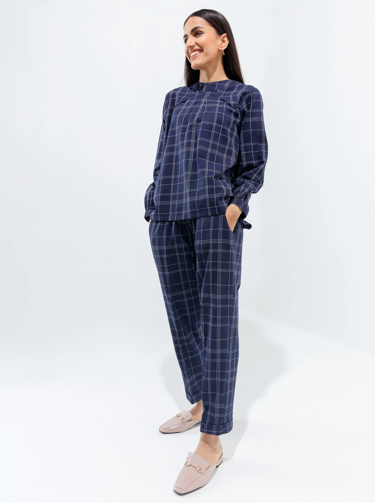 NAVY BLUE CHECK CO-ORD SET - Image 4