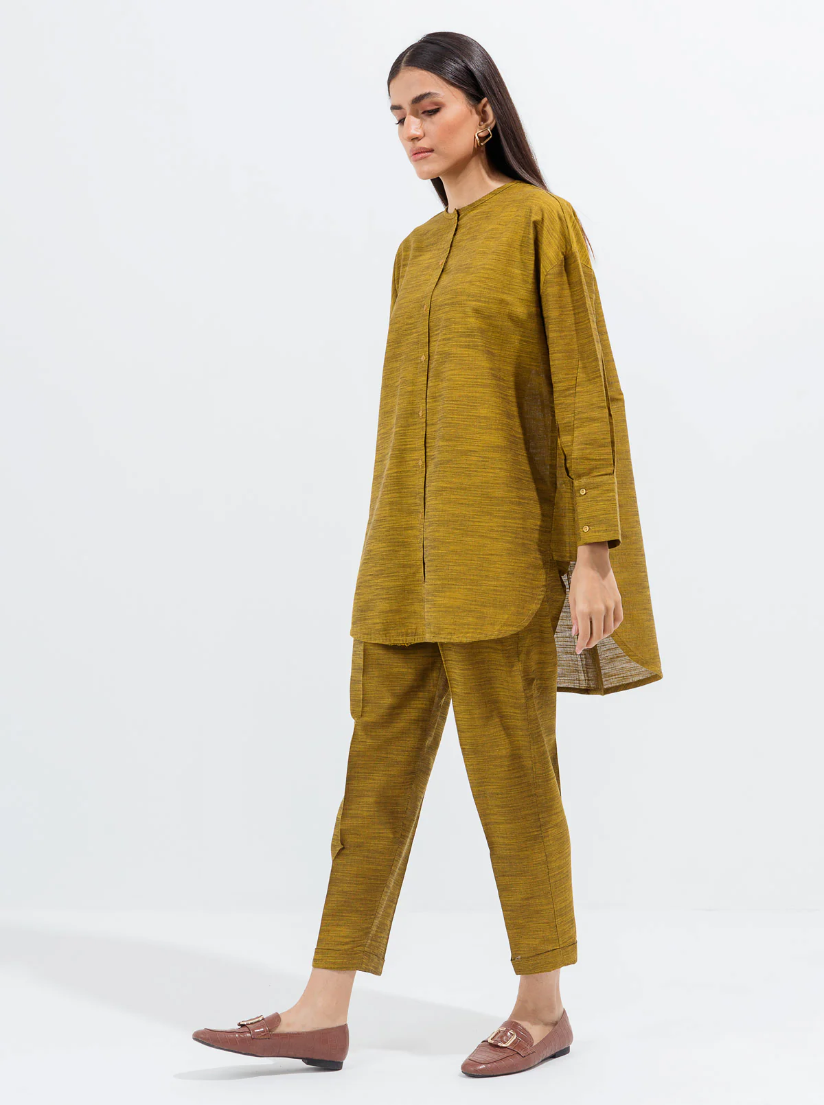 TEXTURED OLIVE MUSTARD CO-ORD SET - Image 3