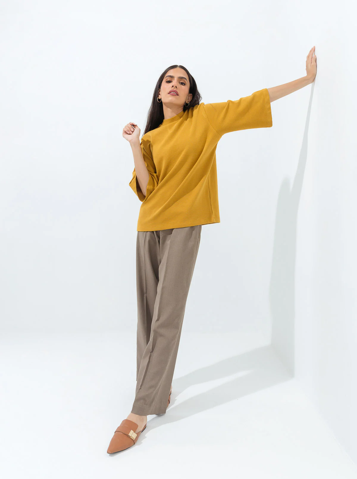 MUSTARD TEXTURED KNIT TOP - Image 2