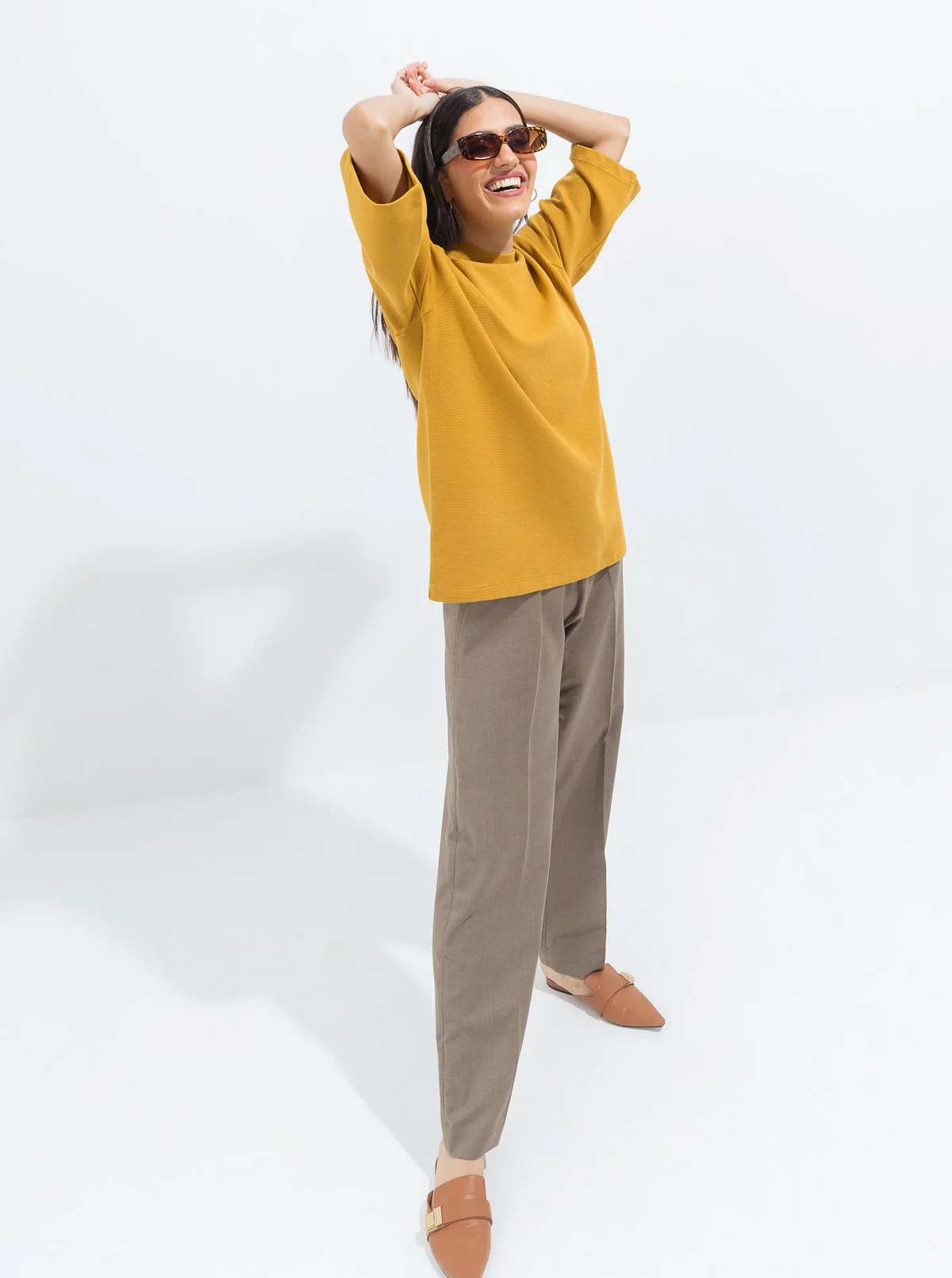 MUSTARD TEXTURED KNIT TOP - Image 4