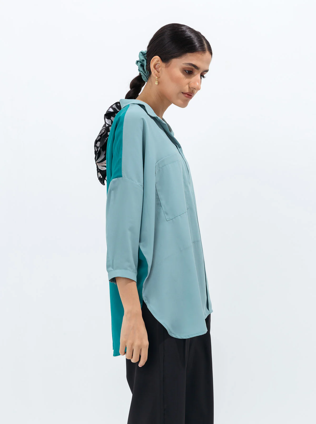 COLOR BLOCK FLOWY SHIRT - Image 3