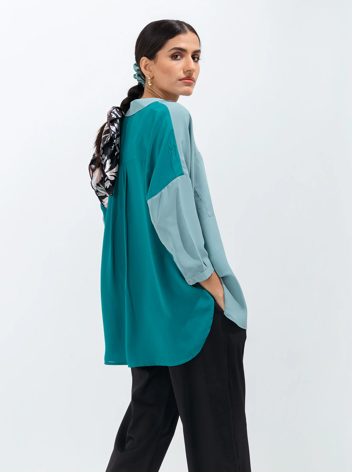 COLOR BLOCK FLOWY SHIRT - Image 4