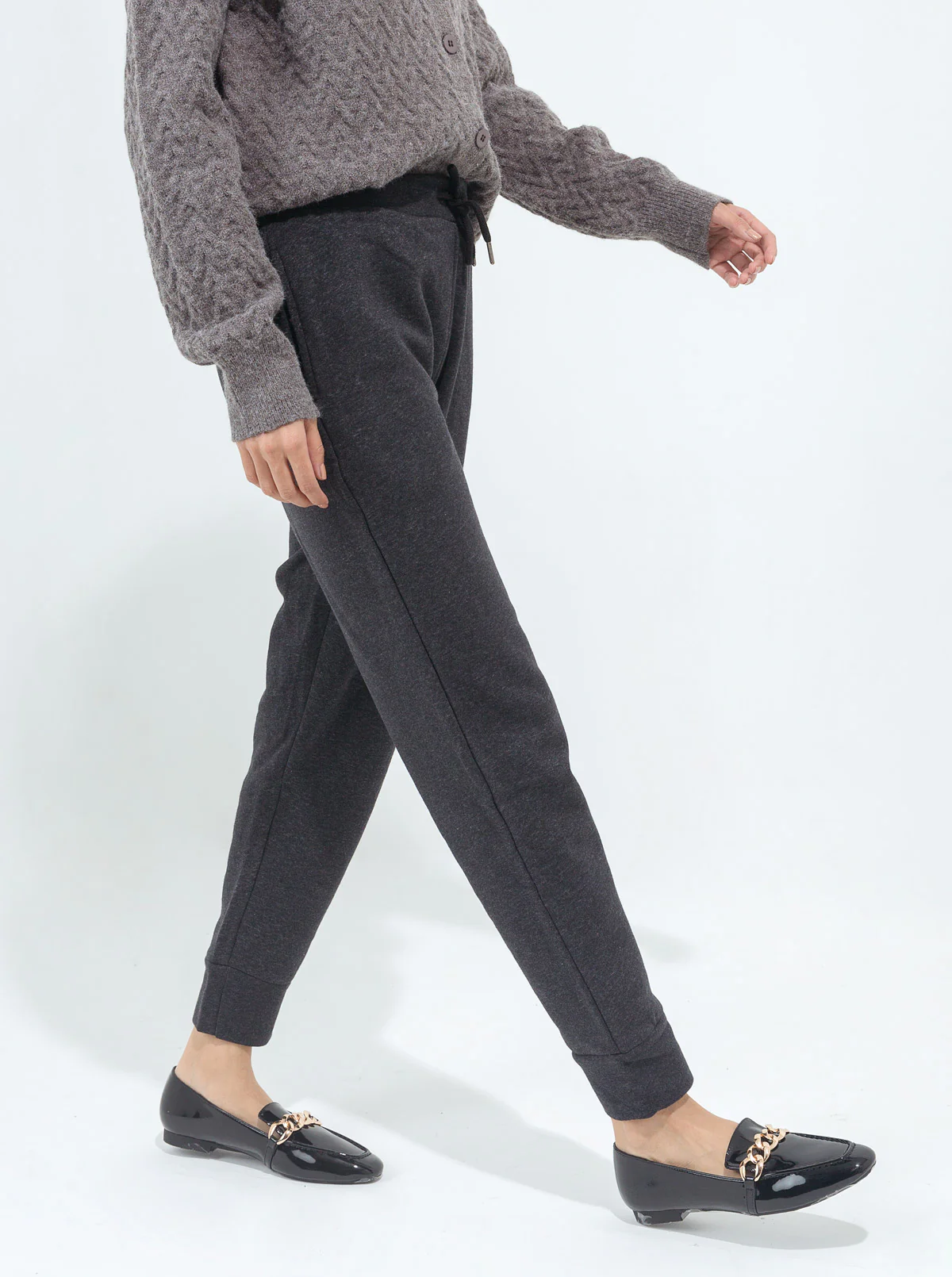 DARK GRAY MELANGE JOGGER PANTS - Image 3