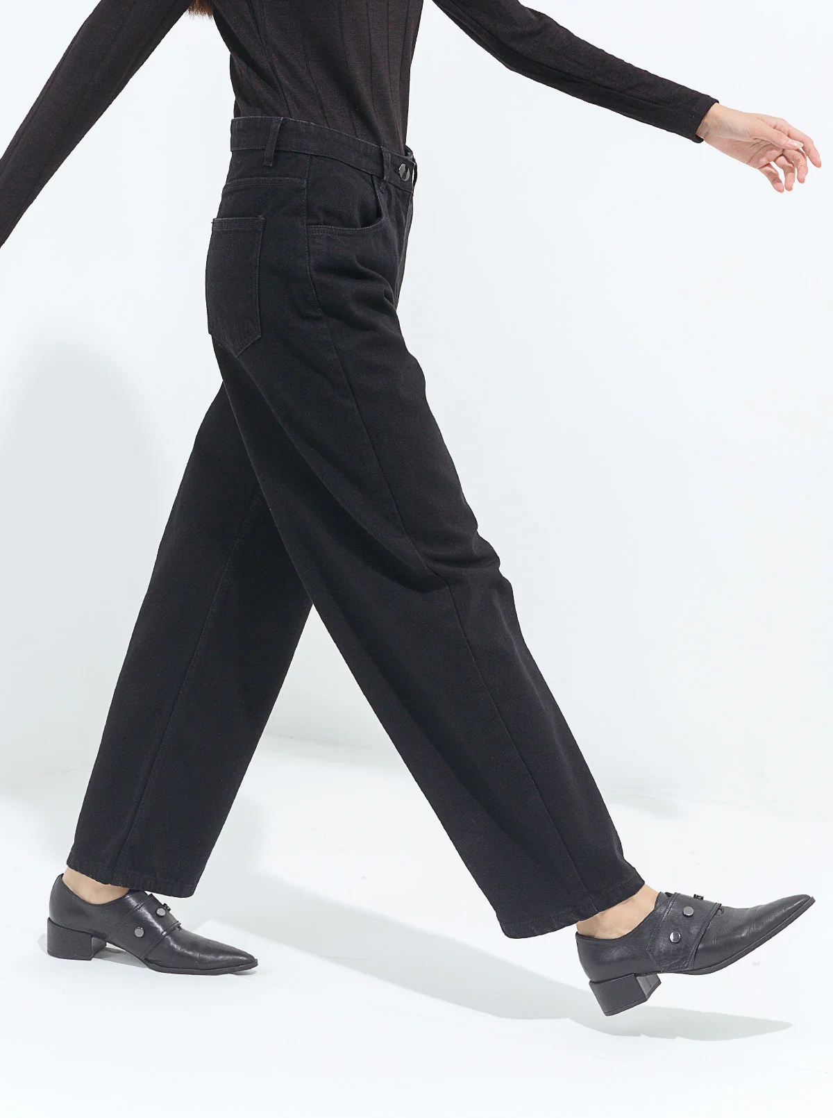 BLACK WIDE LEG JEANS - Image 4