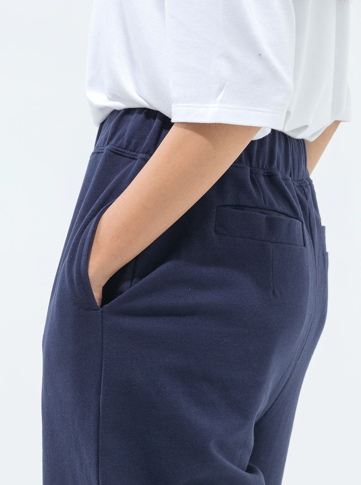 NAVY WIDE LEG TERRY PANTS - Image 2