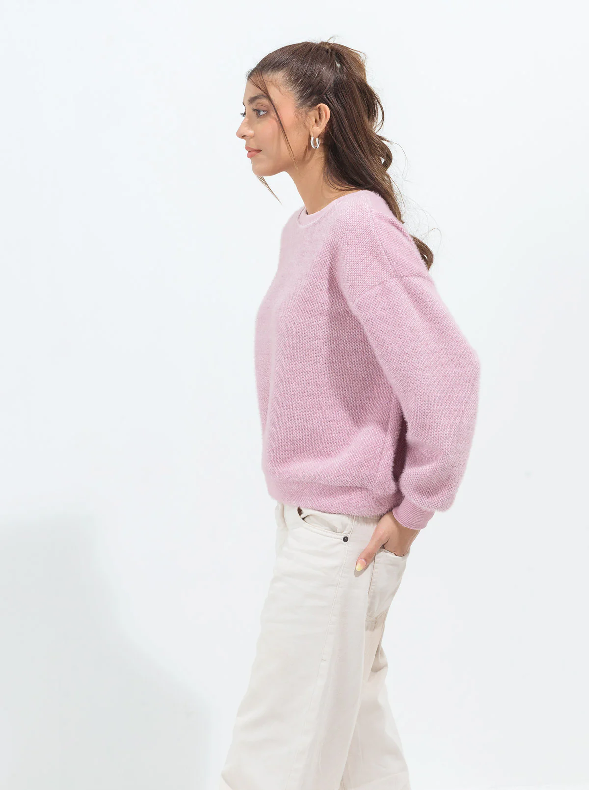 LILAC TEXTURED KNIT SWEATSHIRT - Image 3