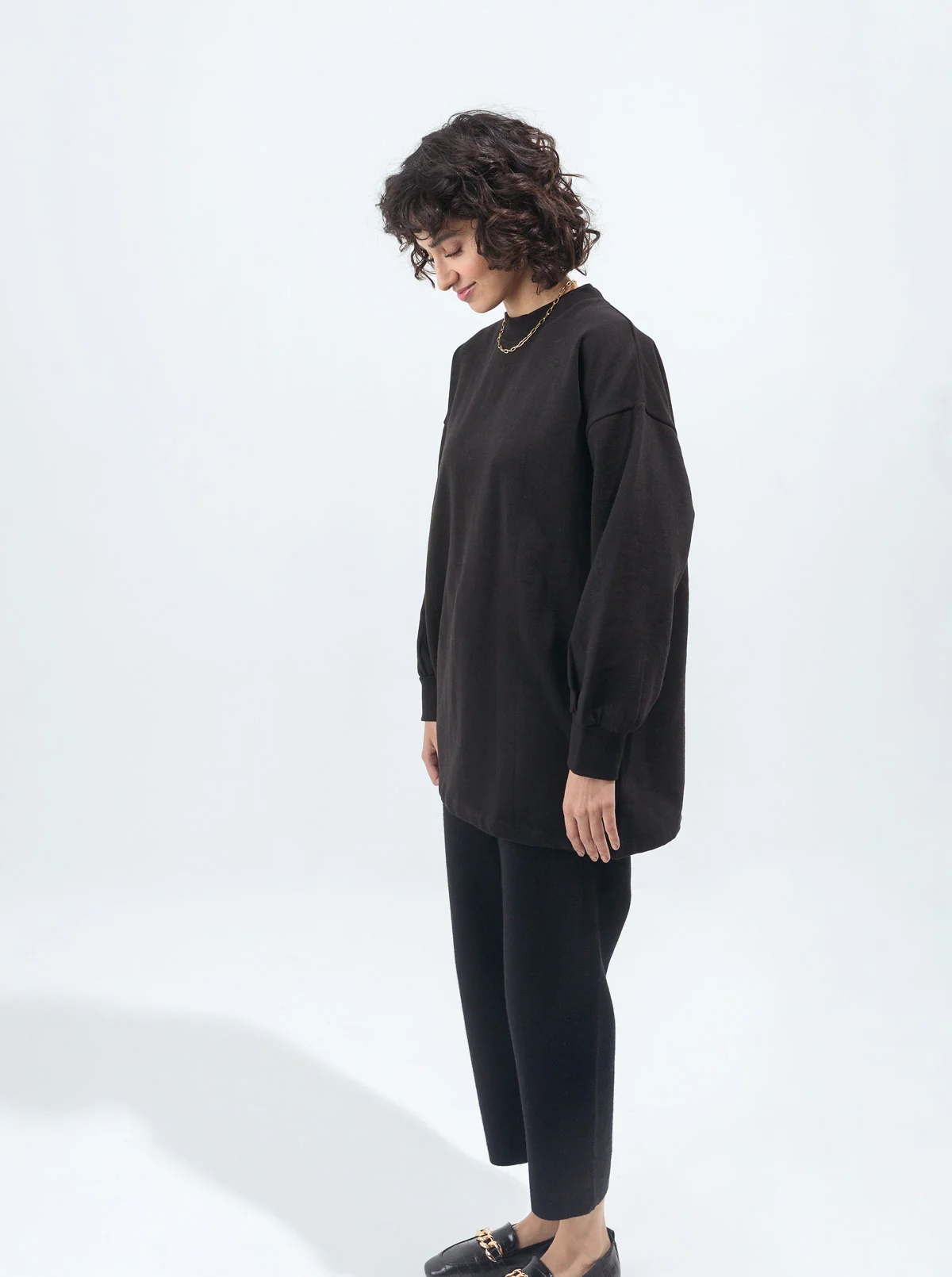BLACK MOCK NECK FLEECE SWEATSHIRT - Image 3