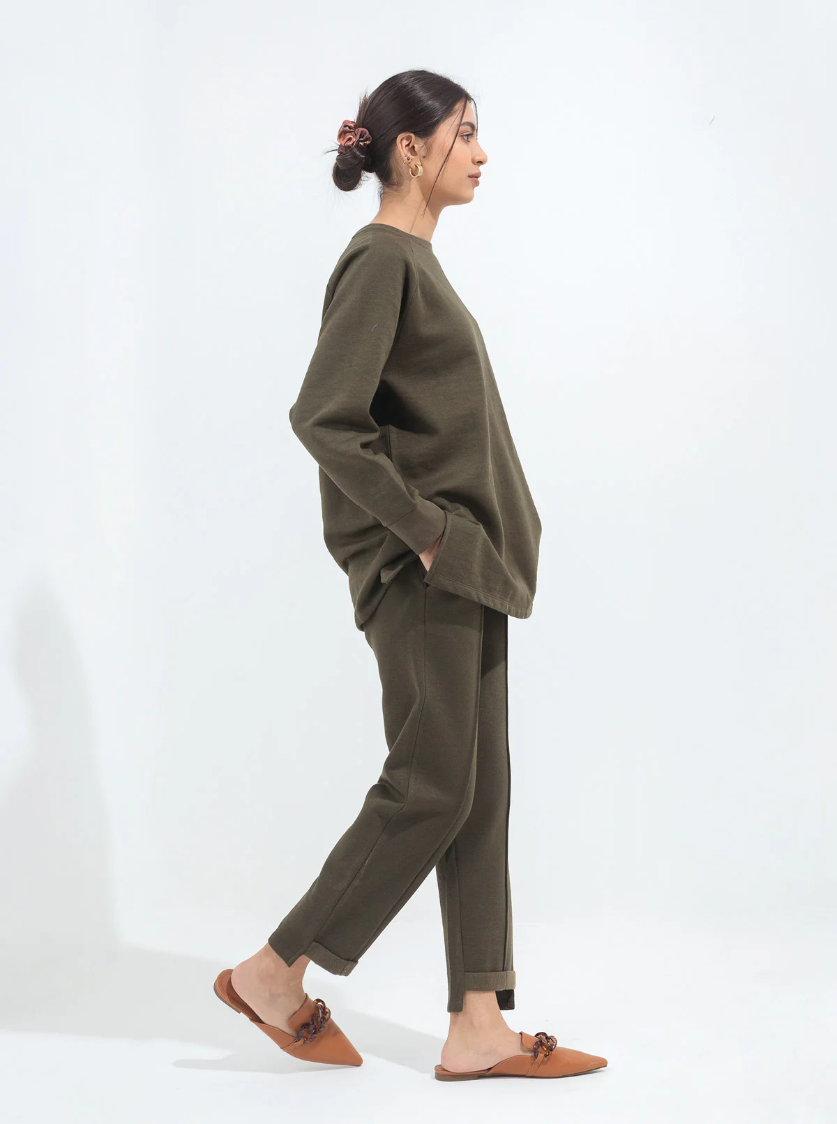 DARK OLIVE FLEECE TRACKSUIT - Image 3