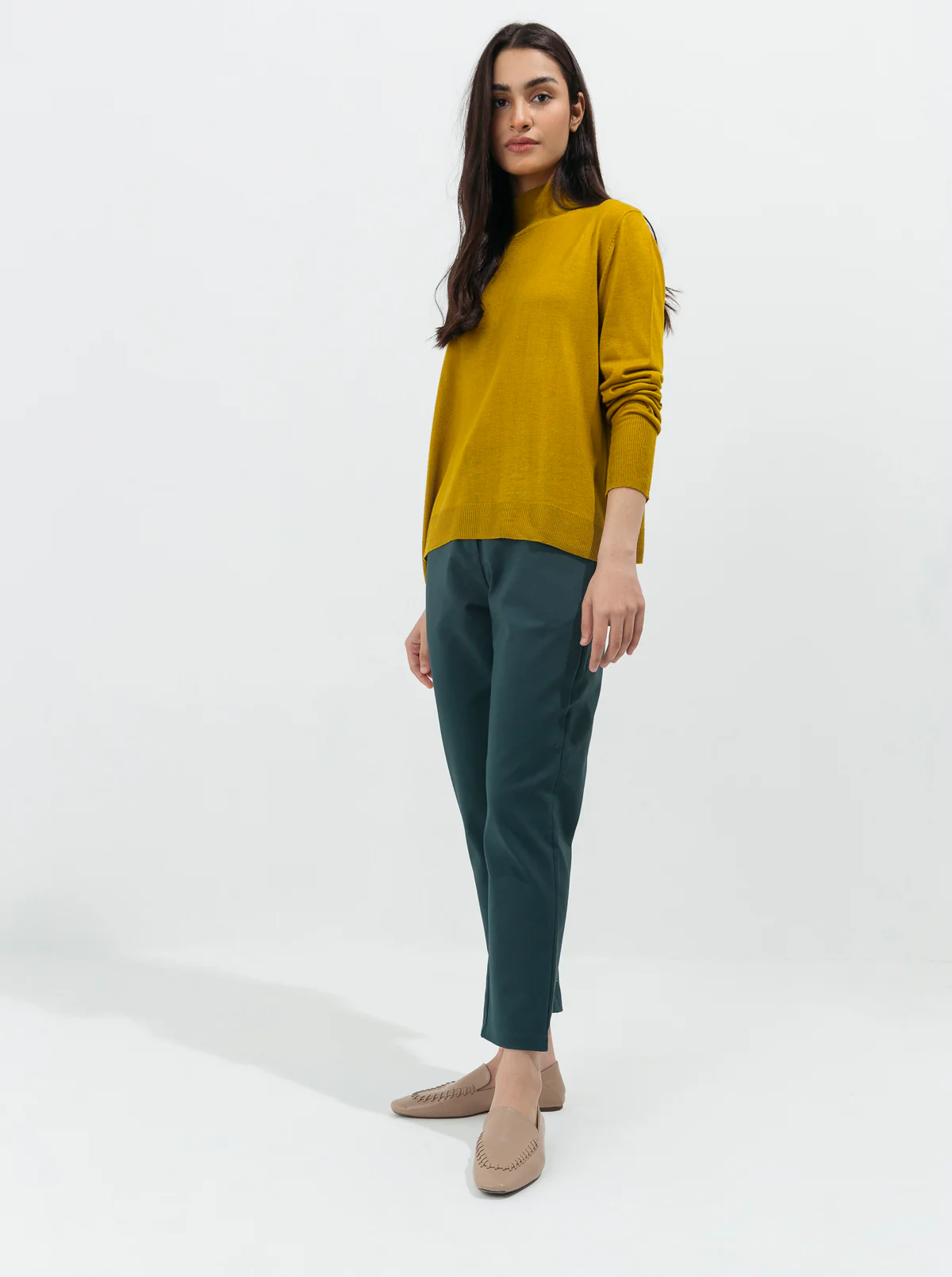 TEAL BLUE STRETCH TAILORED PANTS - Image 3