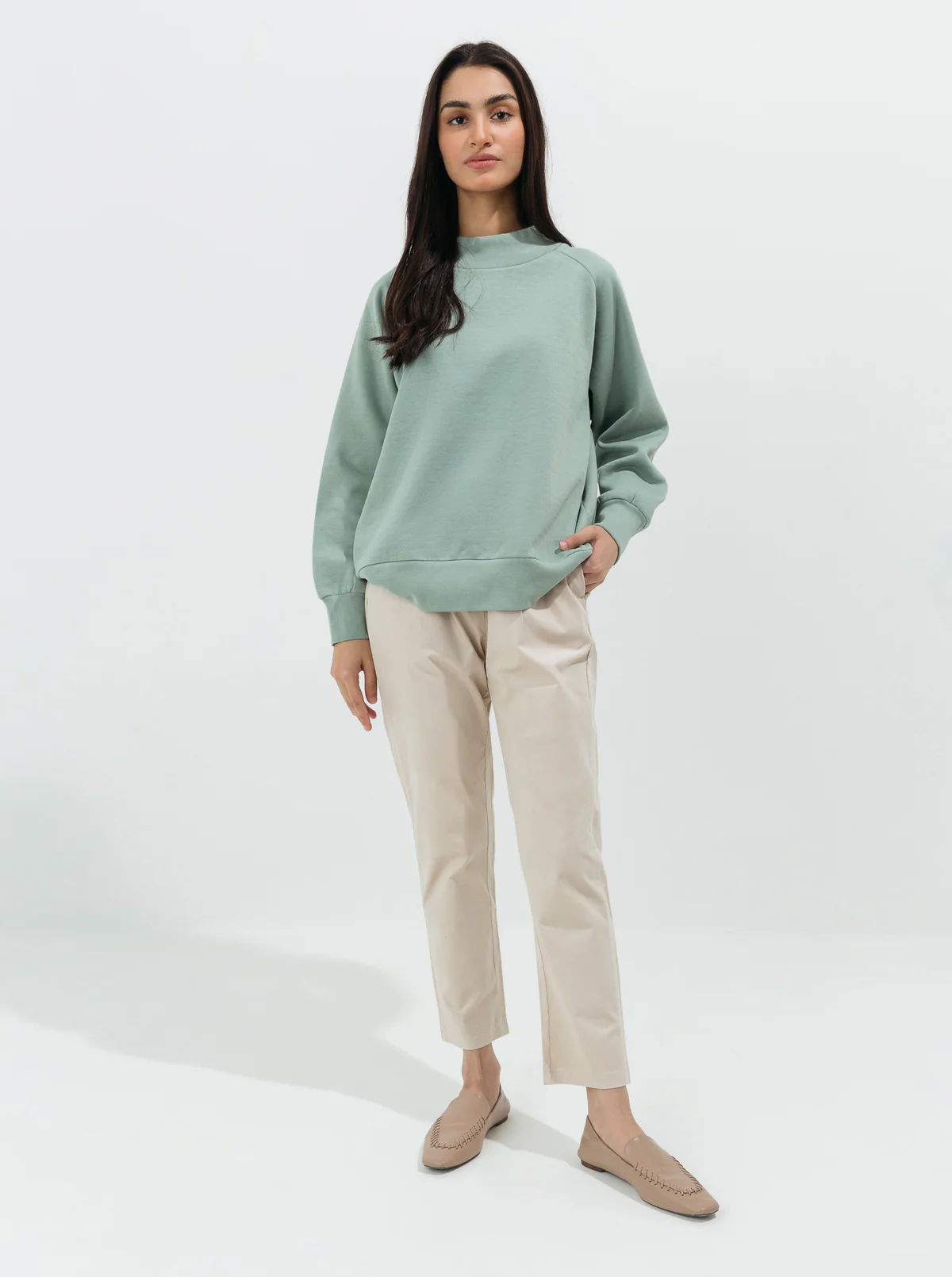 BEIGE CORDUROY STRAIGHT PANTS - Image 2