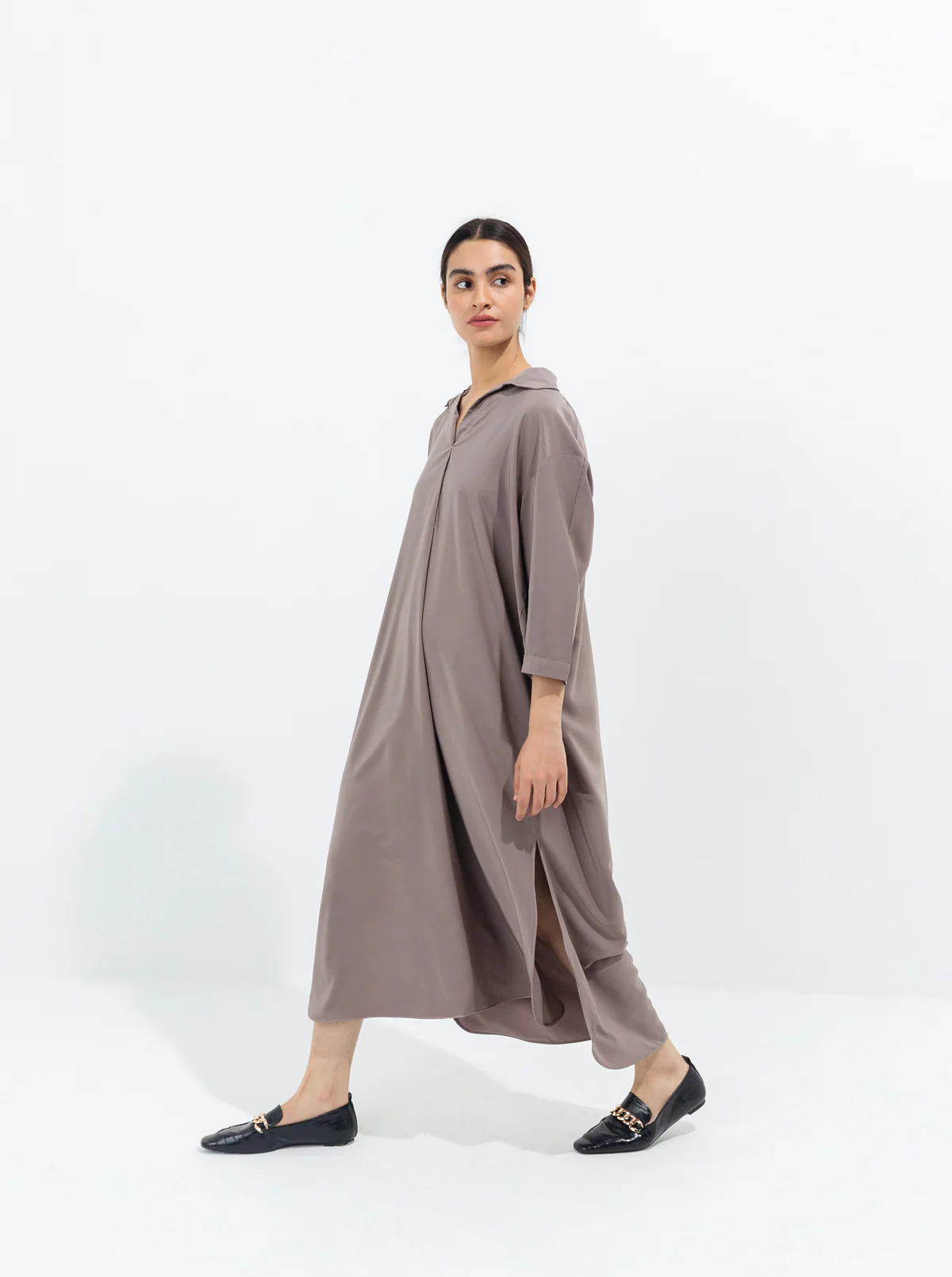 MOCHA BROWN SHIRT DRESS - Image 2