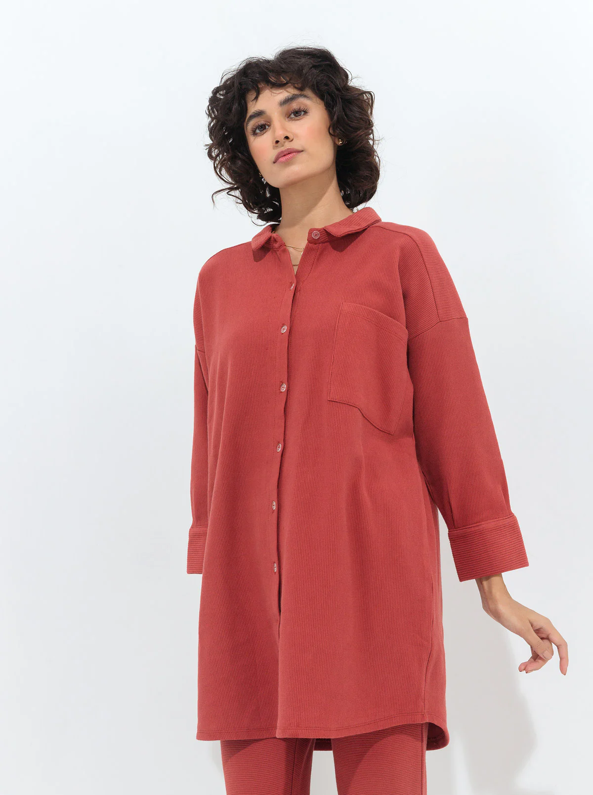 CORAL TEXTURED KNIT CO-ORD SET - Image 2