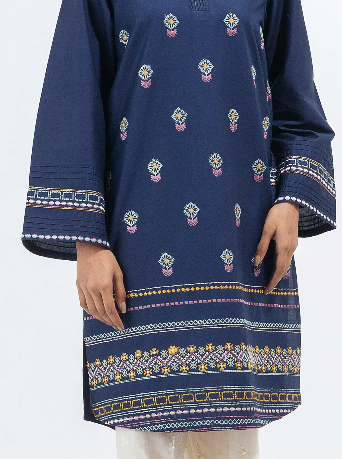 EMBROIDERED CAMBRIC SHIRT (PRET) - Image 2