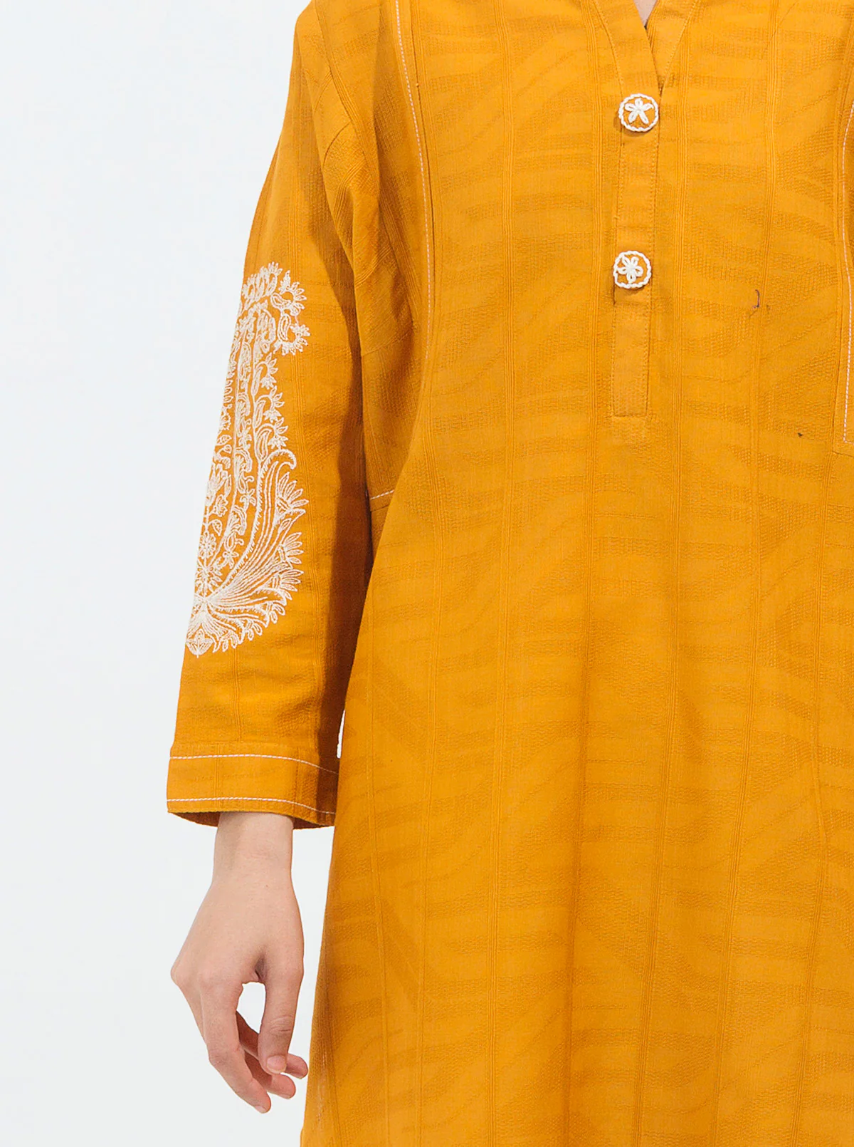 EMBROIDERED DORIA JACQUARD SHIRT (PRET) - Image 2