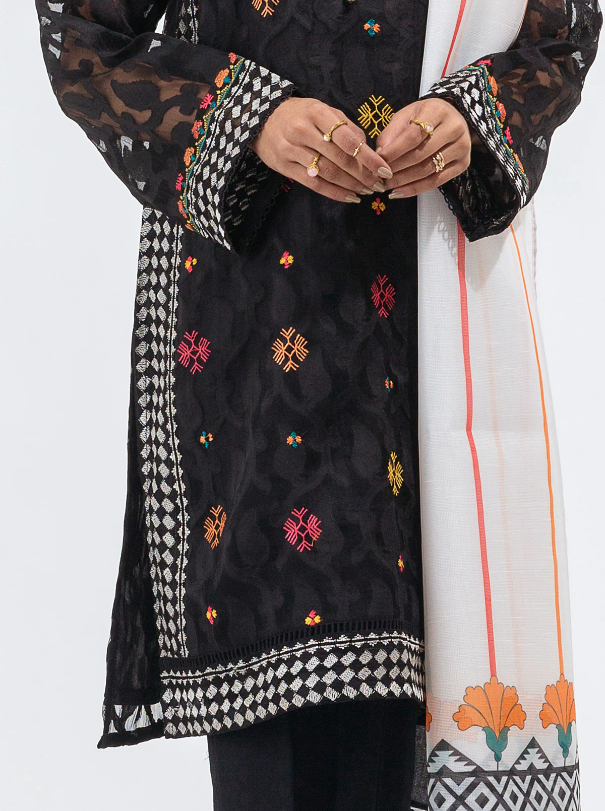 2 PIECE EMBROIDERED JACQUARD SUIT (LUXURY PRET) - Image 2
