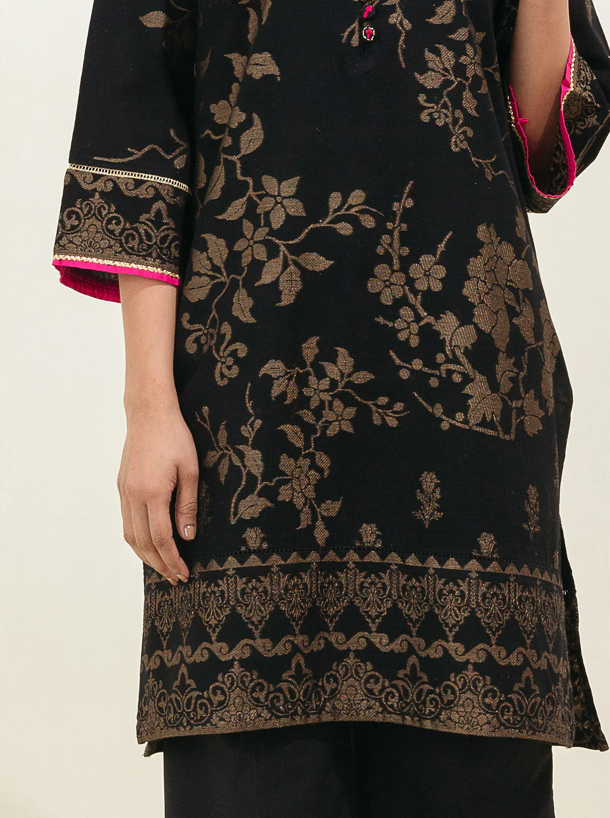 BASIC KHADDAR JACQUARD SHIRT (PRET) - Image 2