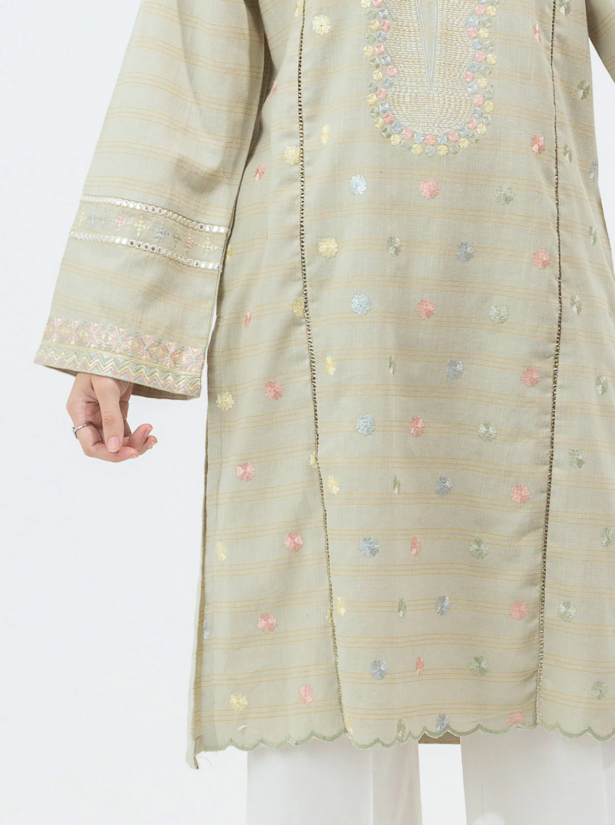 EMBROIDERED MISSOURI KHADDAR SHIRT (PRET) - Image 2