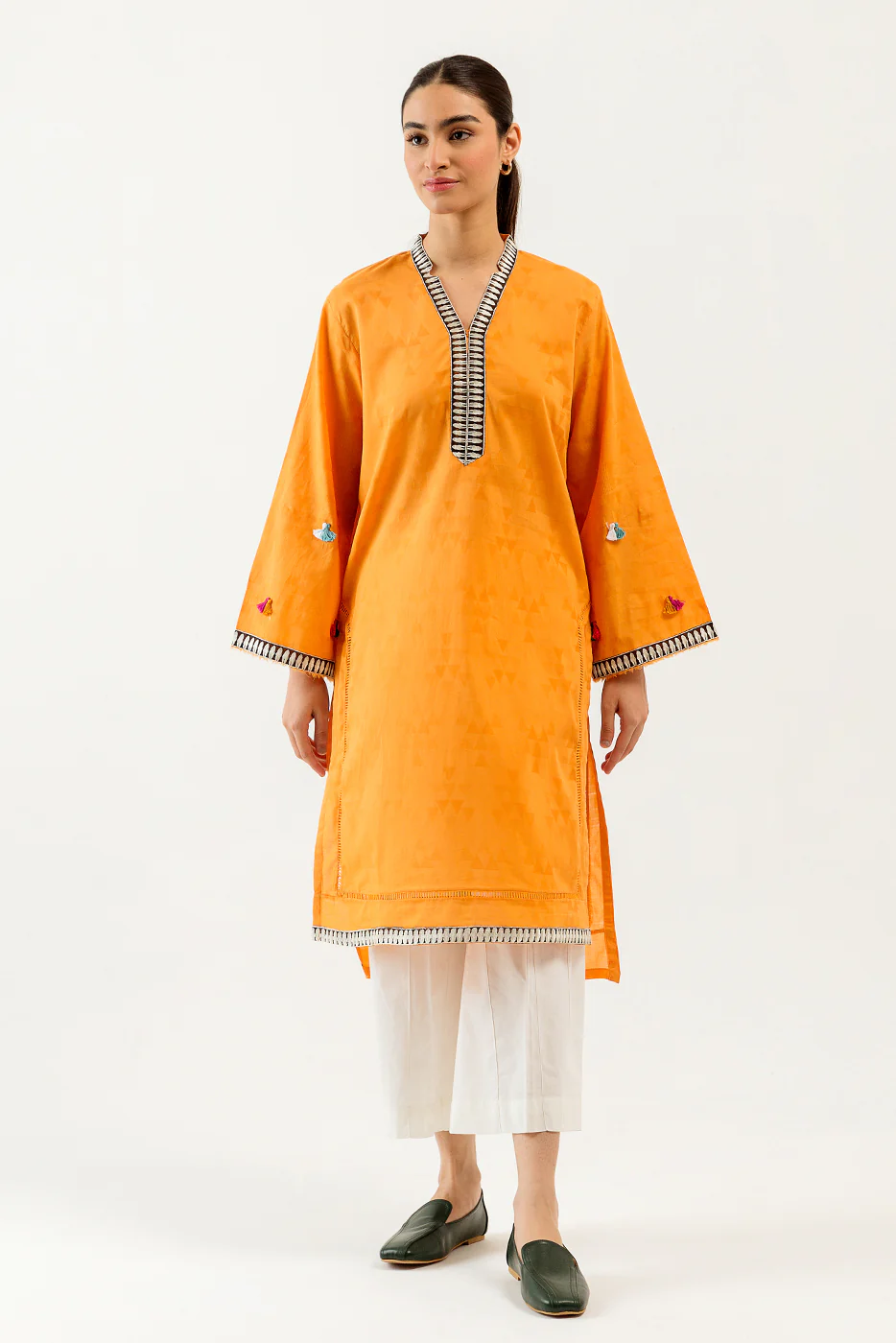 EMBROIDERED SELF JACQUARD SHIRT (PRET) - Image 2