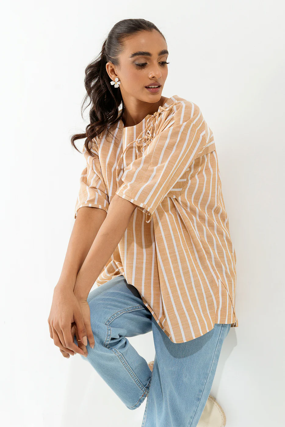 KHAKI STRIPED TOP - Image 4