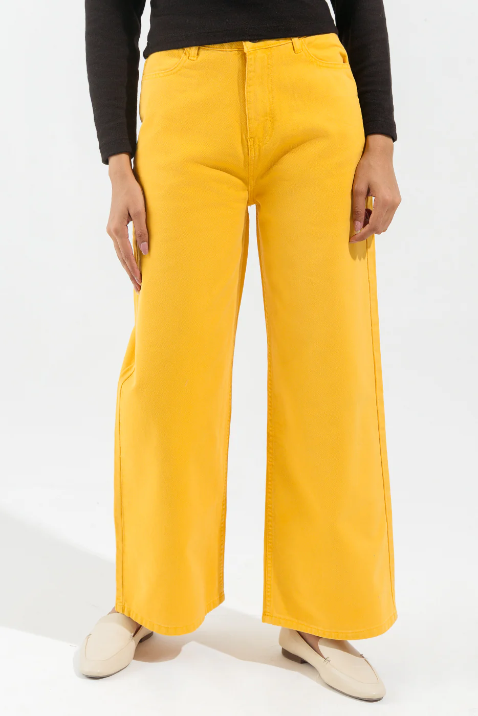 MUSTARD FULL LENGTH WIDE LEG PANTS - Image 3