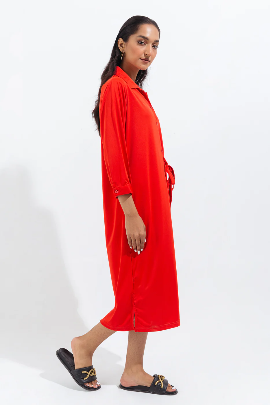 BRIGHT TANGERINE KNIT LONG TUNIC - Image 2