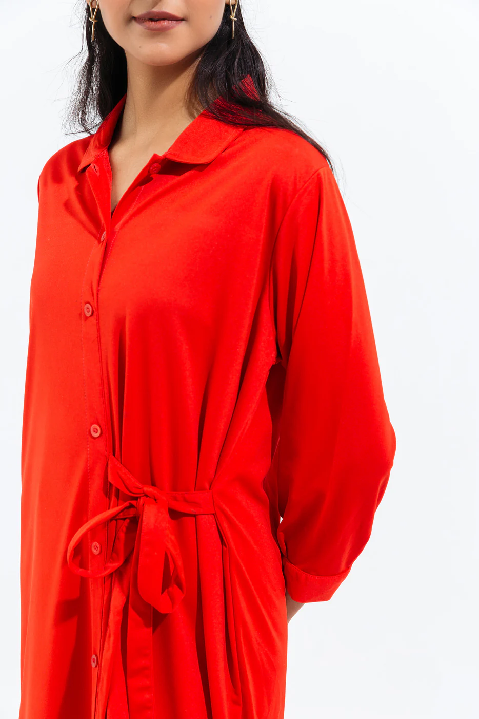 BRIGHT TANGERINE KNIT LONG TUNIC - Image 4