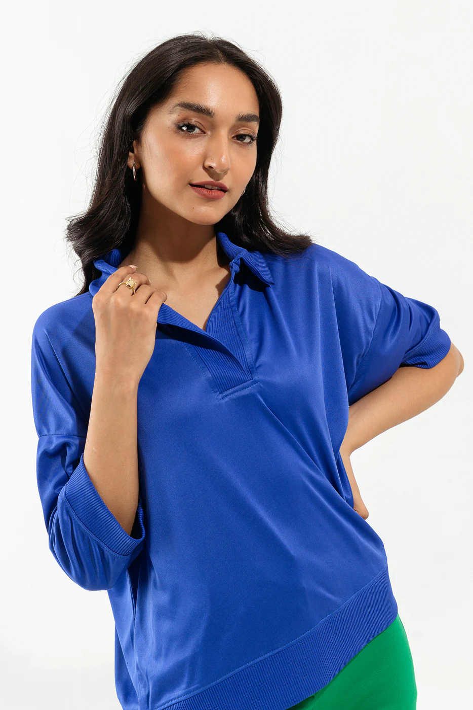 BLUE KNIT COLLARED SHIRT - Image 4