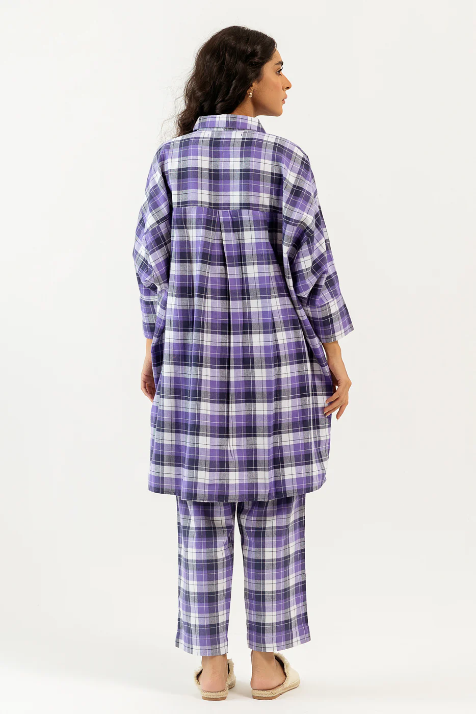 PURPLE CHECKERED FLANNEL COORD SET (PRET) - Image 3