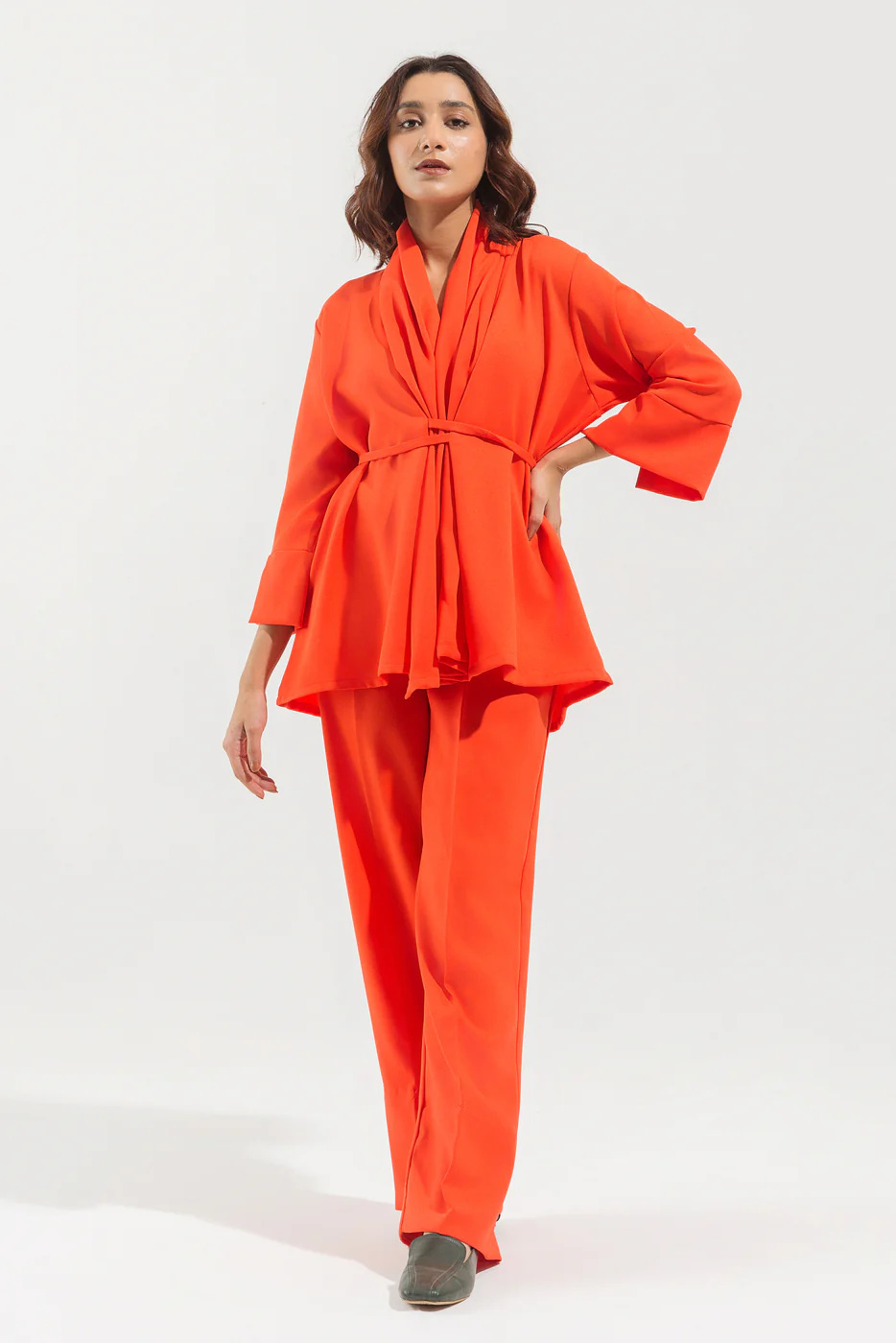 ORANGE SHAWL COLLAR CO-ORD SET - Image 2