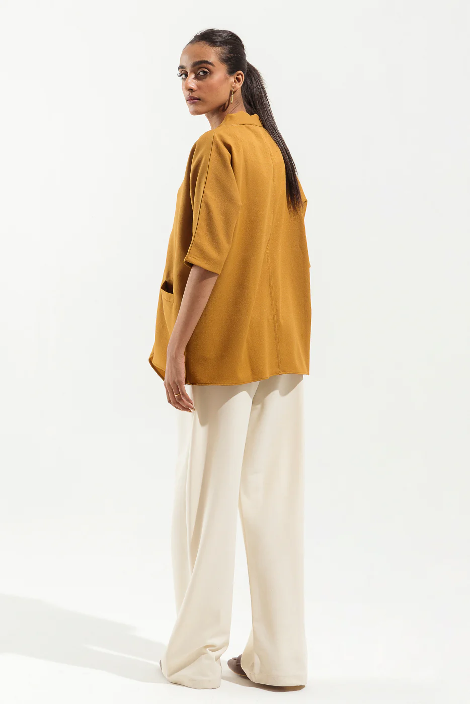 MUSTARD DIAGONAL HI-LOW TOP - Image 4