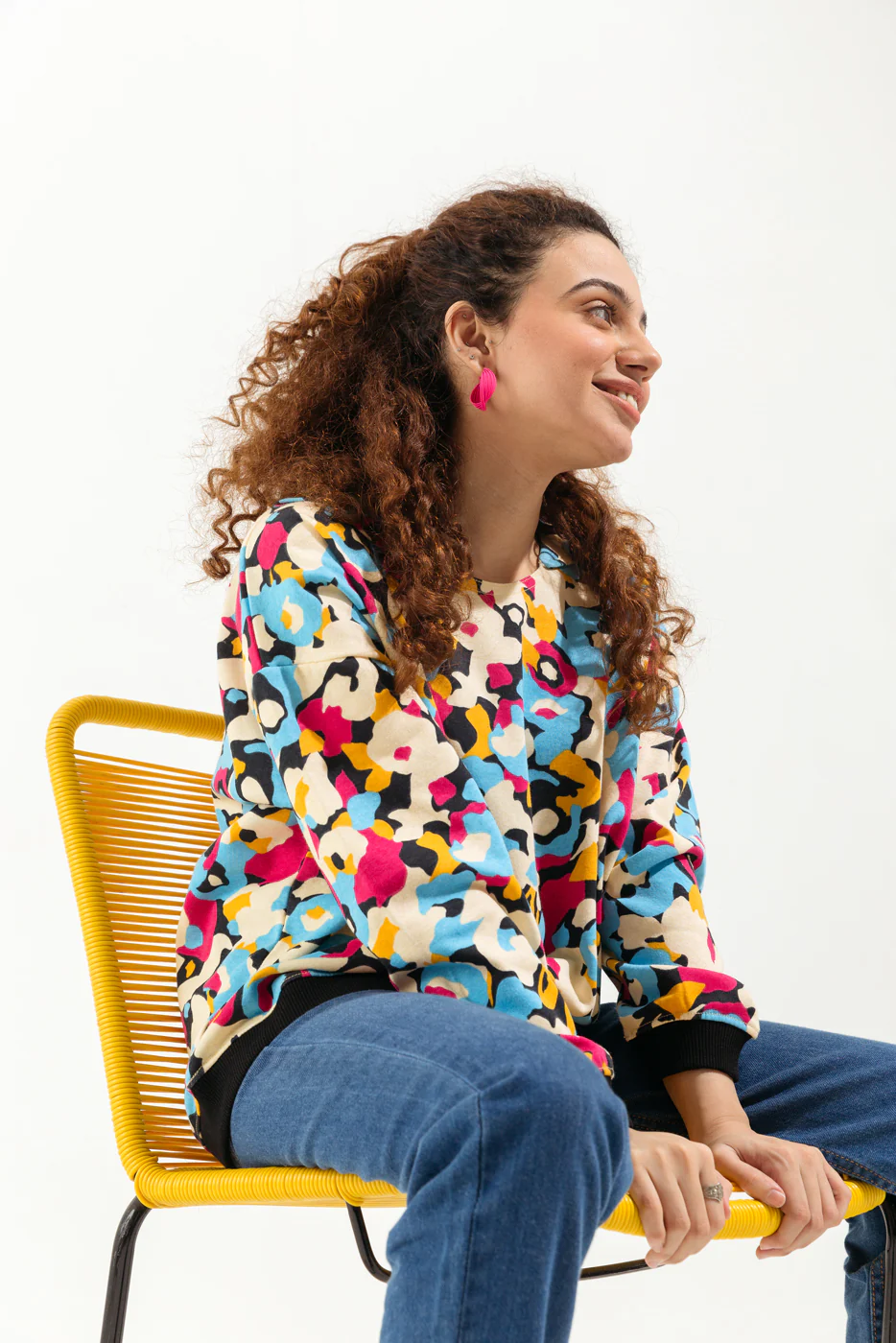 ABSTRACT FLORAL PRINTED SWEATSHIRT - Image 4