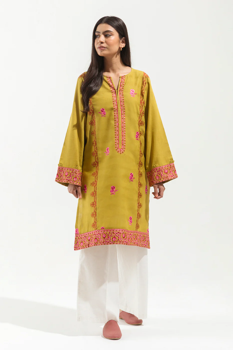 EMBROIDERED KHADDAR JACQUARD SHIRT (PRET) - Image 2