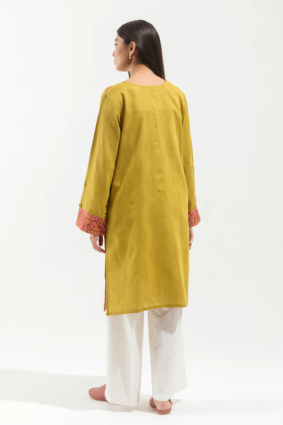EMBROIDERED KHADDAR JACQUARD SHIRT (PRET) - Image 3