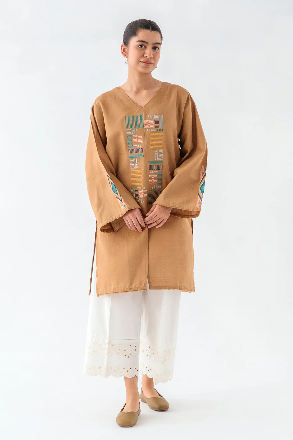 EMBROIDERED KHADDAR JACQUARD SHIRT (PRET) - Image 2