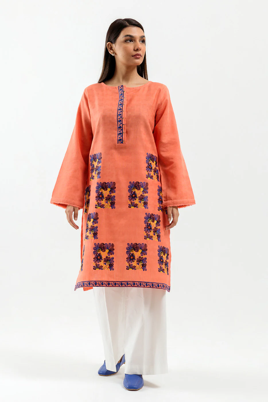 EMBROIDERED KHADDAR JACQUARD SHIRT (PRET) - Image 2