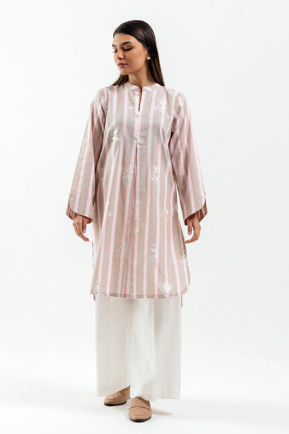 EMBROIDERED YARN DYED SHIRT (PRET) - Image 2