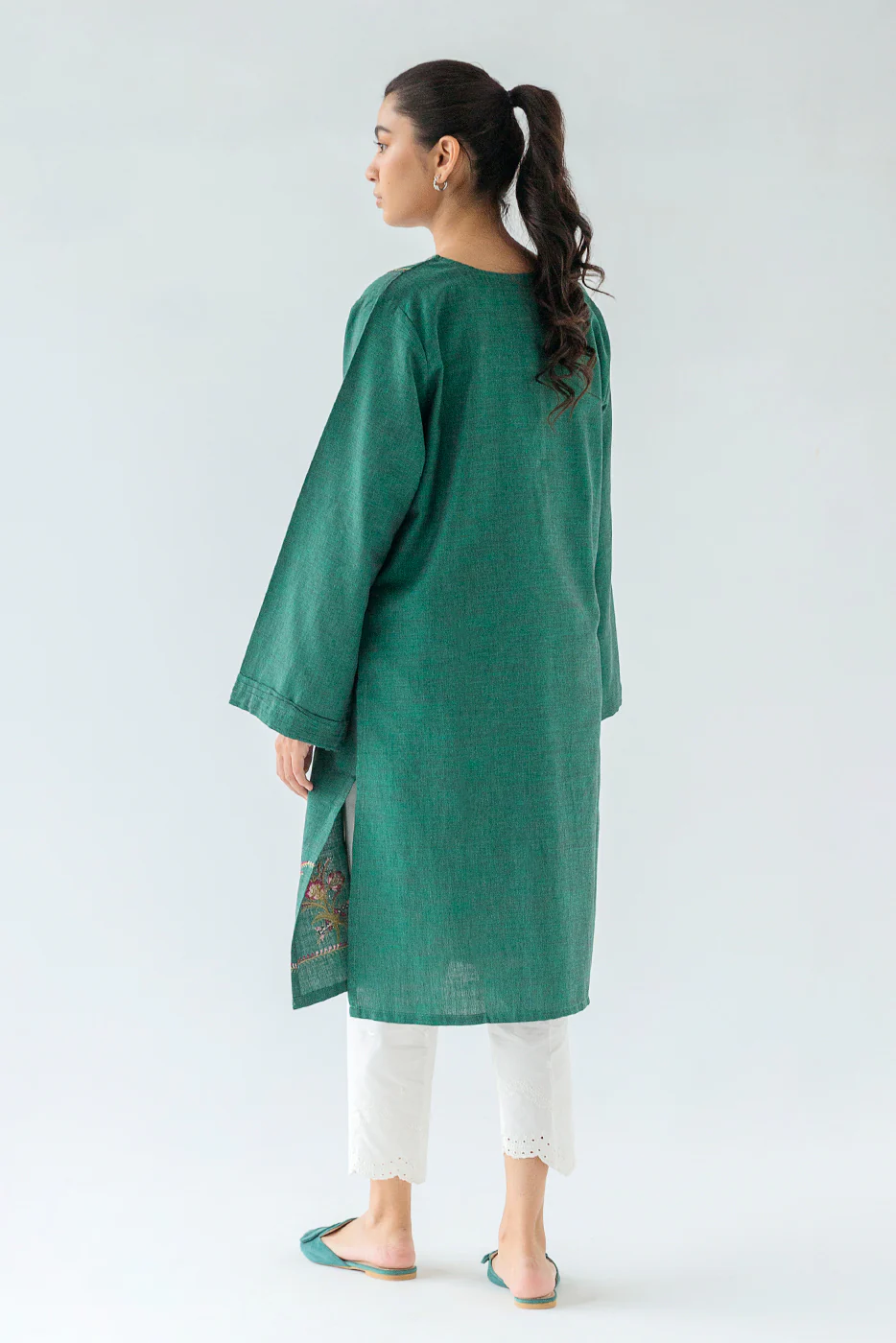 EMBROIDERED YARN DYED SHIRT (PRET) - Image 3