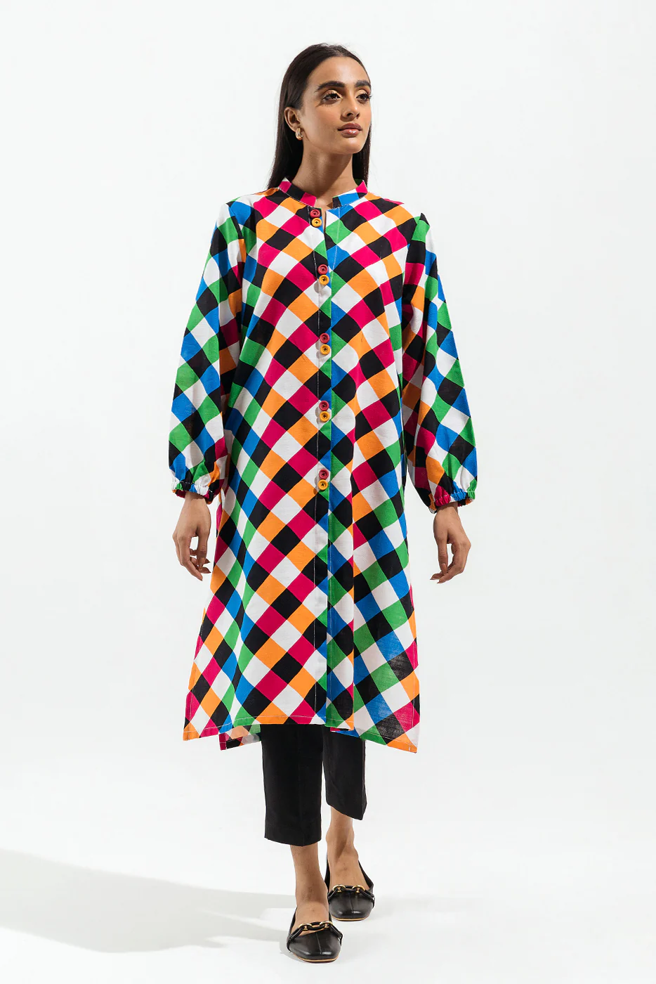 PRINTED JACQ KHADDAR SHIRT (PRET) - Image 2