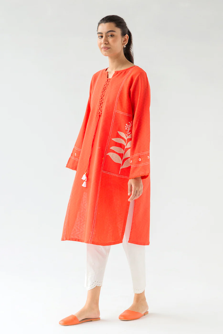 EMBROIDERED KHADDAR JACQUARD SHIRT (PRET) - Image 3