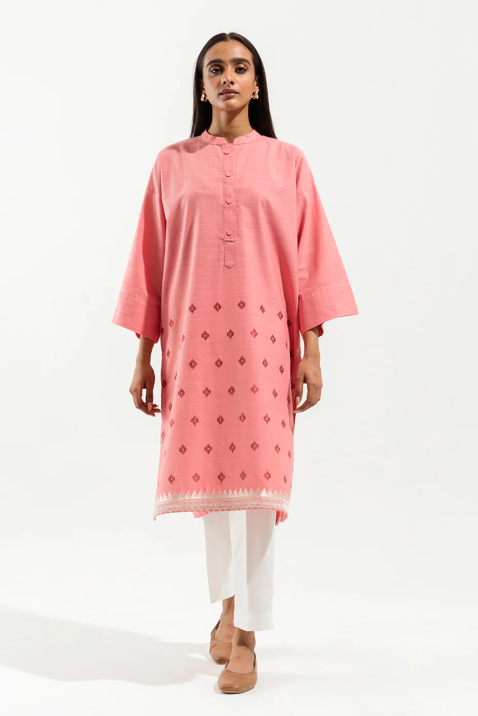 EMBROIDERED MIX SHIRT (PRET) - Image 2