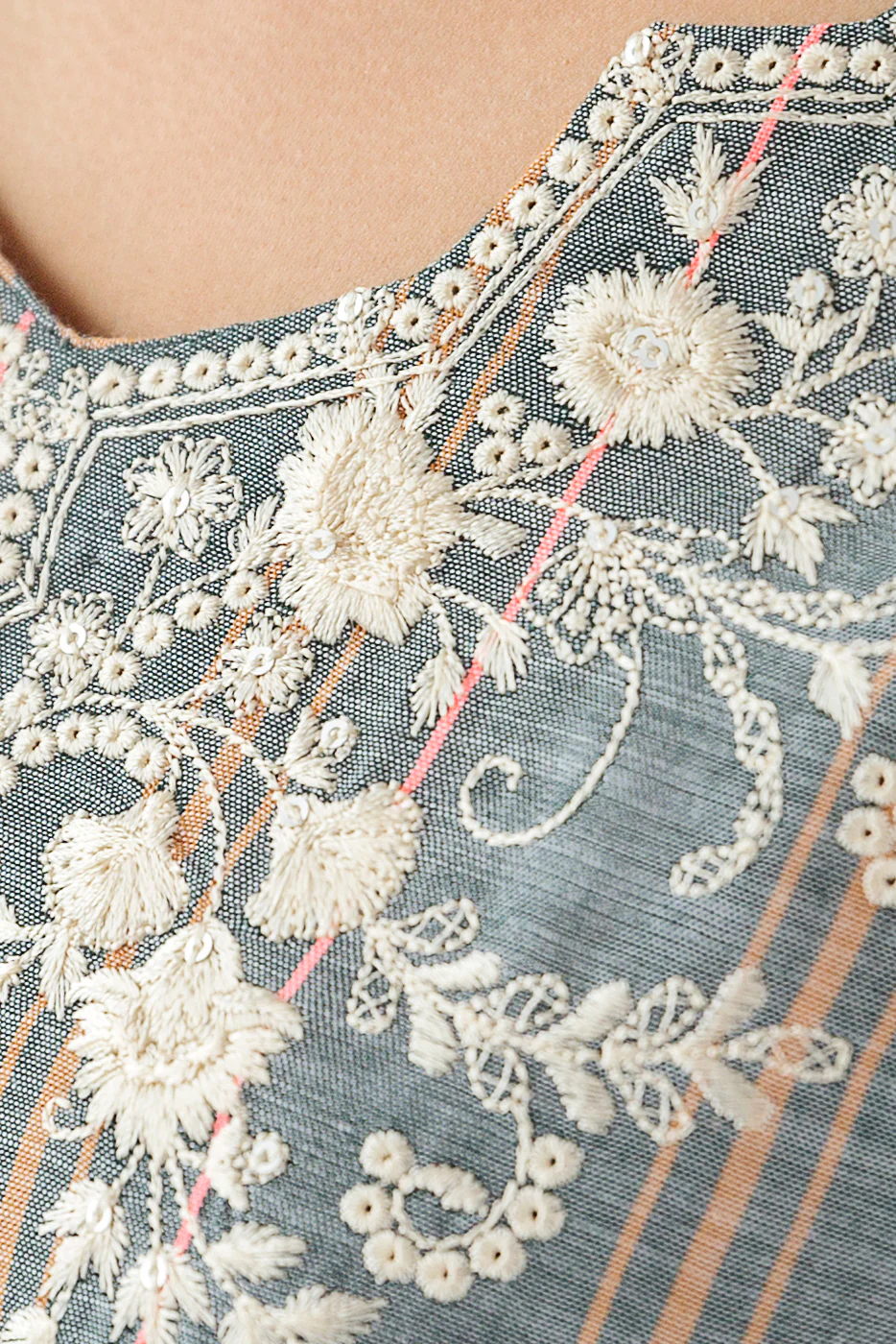 EMBROIDERED YARN DYED SHIRT (PRET) - Image 4