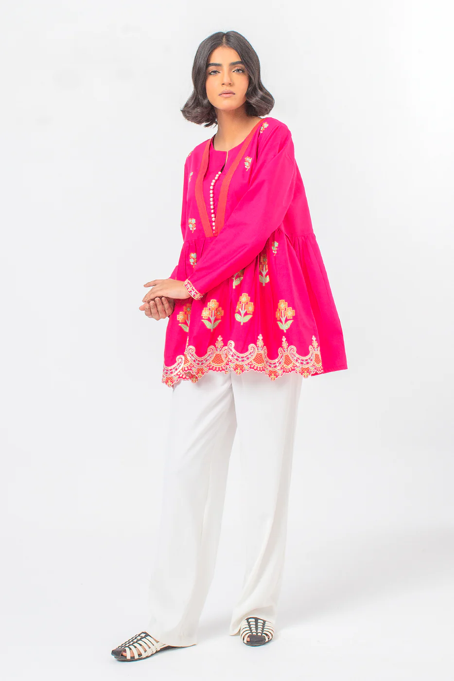 EMBROIDERED VISCOSE SHIRT (PRET) - Image 2