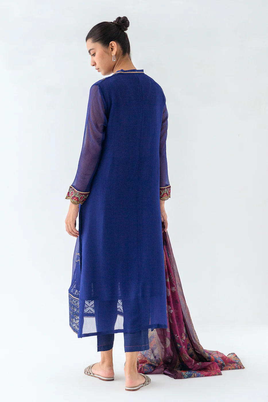 2 PIECE EMBROIDERED CHIFFON SUIT (LUXURY PRET) - Image 3