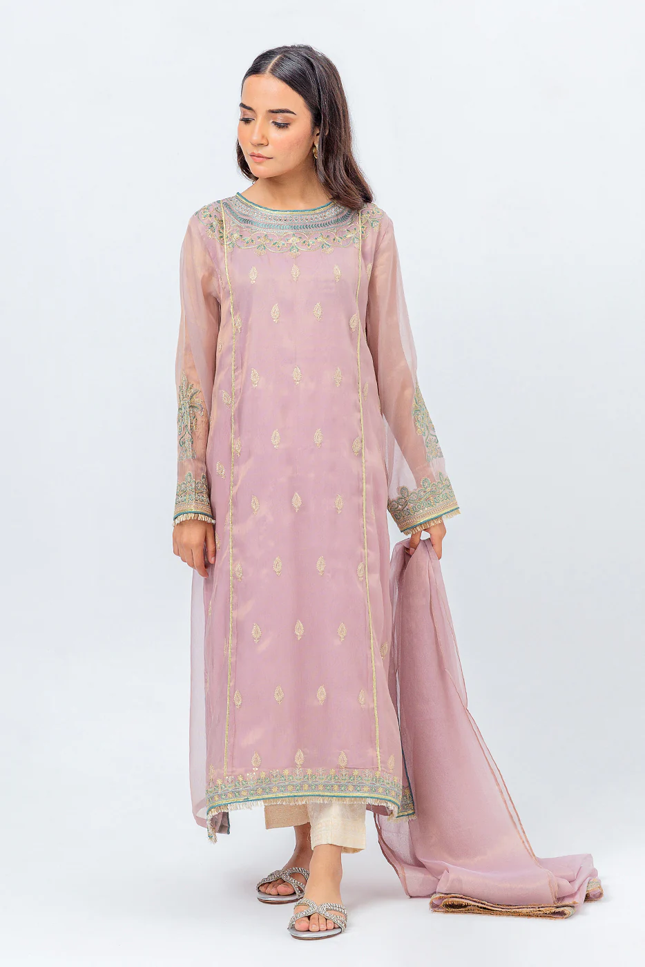 2 PIECE EMBROIDERED ORGANZA SUIT (LUXURY PRET) - Image 3