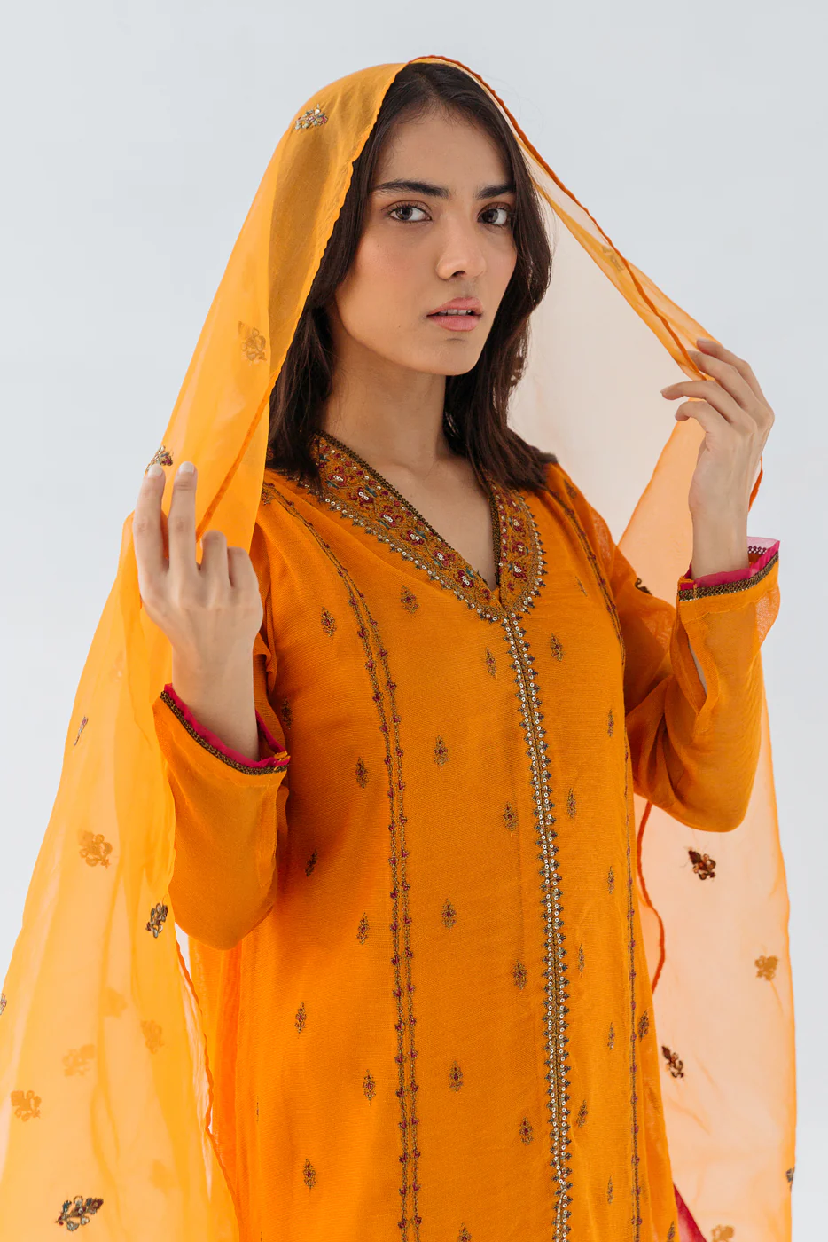 2 PIECE EMBROIDERED COTTON NET SUIT (LUXURY PRET) - Image 2