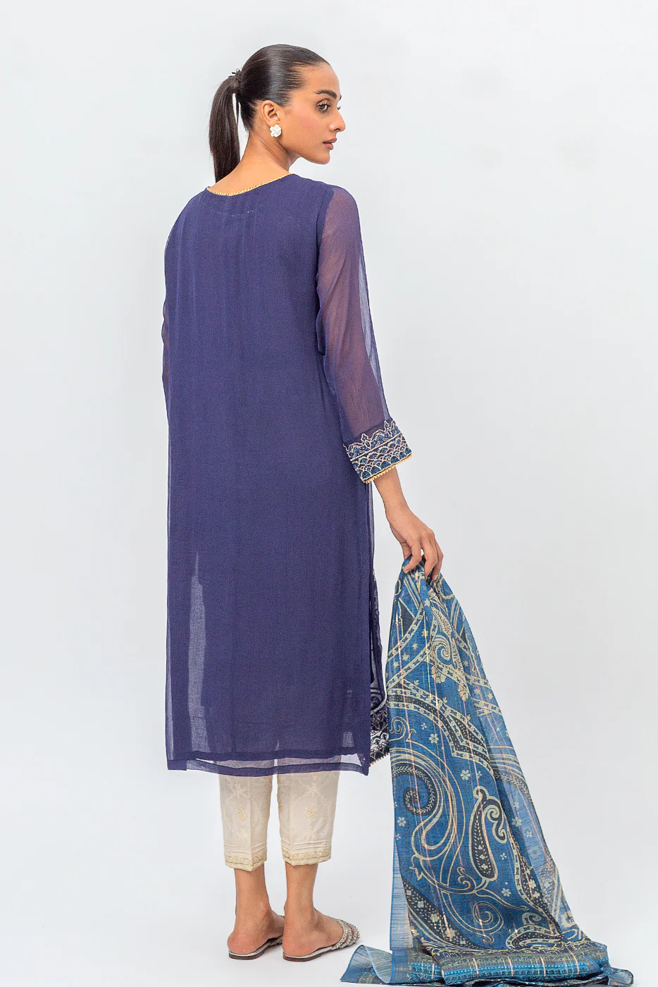 2 PIECE EMBROIDERED CHIFFON SUIT (LUXURY PRET) - Image 4