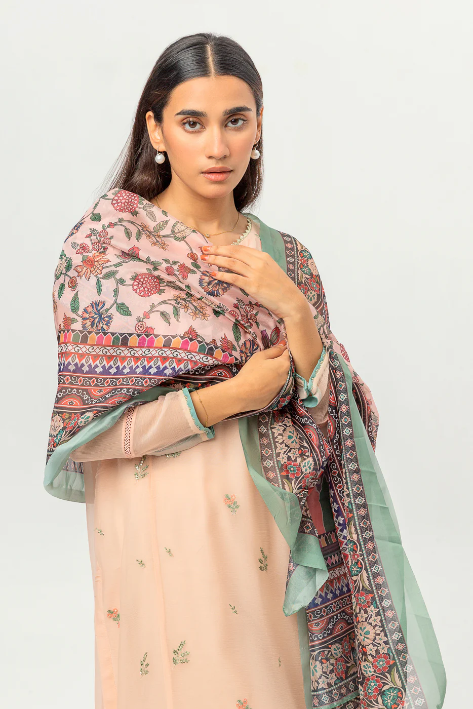 EMBROIDERED CHIFFON SHIRT (LUXURY PRET) - Image 3
